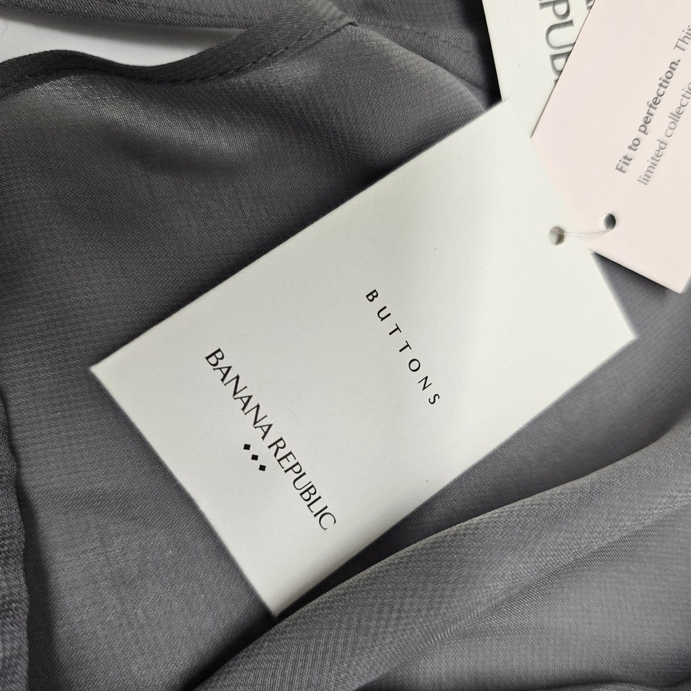Banana Republic Womens Petite Large Gray Sheer Open Back Long Slv Top NWT - Picture 8 of 9